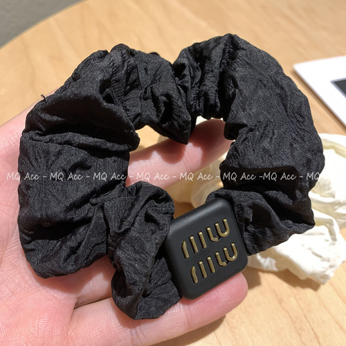 Luxury Letter M1U French-style large intestine hair tie, trendy retro versatile elegant hairband for women, elastic hair accessory