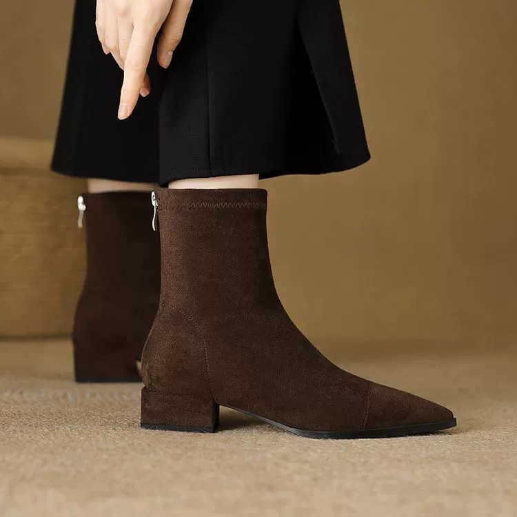 Winter cowboy laarzen voor dames van suède met warme voering_voghion.com