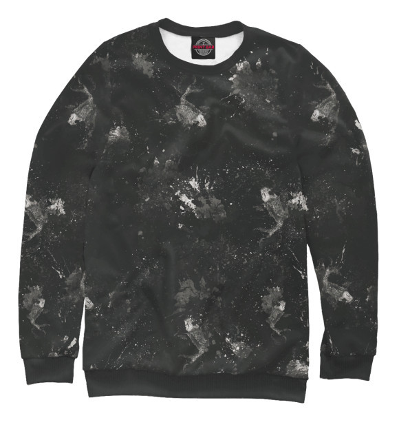 Rusia venta caliente tinta koi impresión 3D hombres y mujeres con el mismo estilo suelto manga larga hombro suéter de cuello redondo