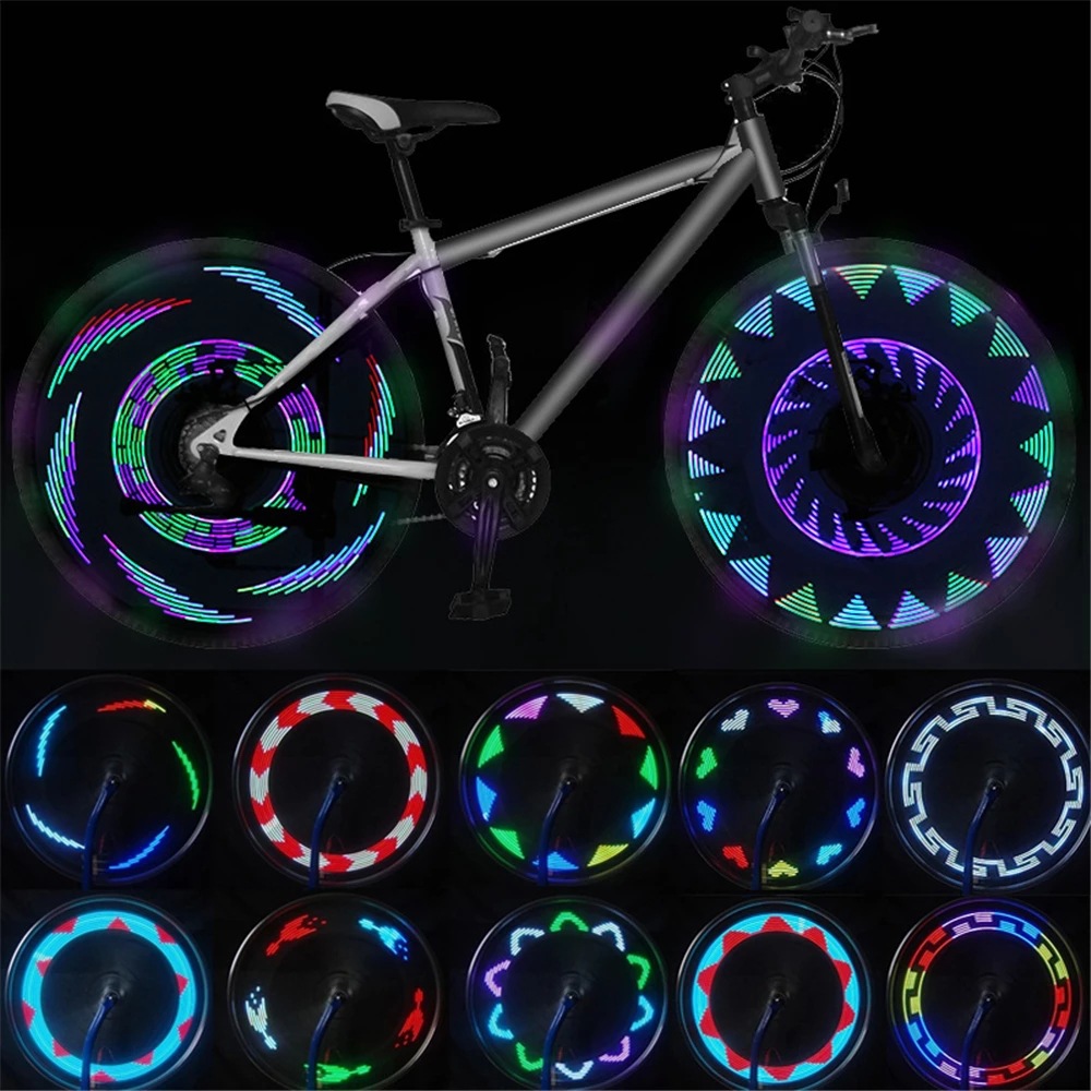 Bicicleta 32LED interruptor ruedas calientes luz de la rueda habló de luz de doble cara colorido ruedas calientes conducción nocturna luz de advertencia
