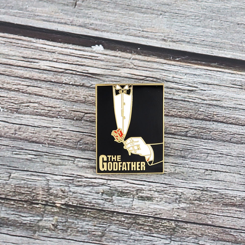 The Godfather Mafia Corleone Family Black Suit Metal Badge Novel Movie Merchandise Brooch Accessory Gold