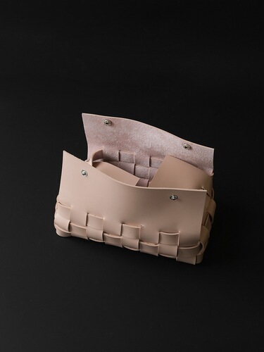 444Z Wholesale Ruonai Home Classic BV Braided Saddle Leather Ebony & Leather Pink Tissue Box Paper Box Home