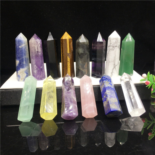 Natural crystal hexagonal prism single-pointed crystal column standard multi-material semi-precious crystal column ornaments wholesale