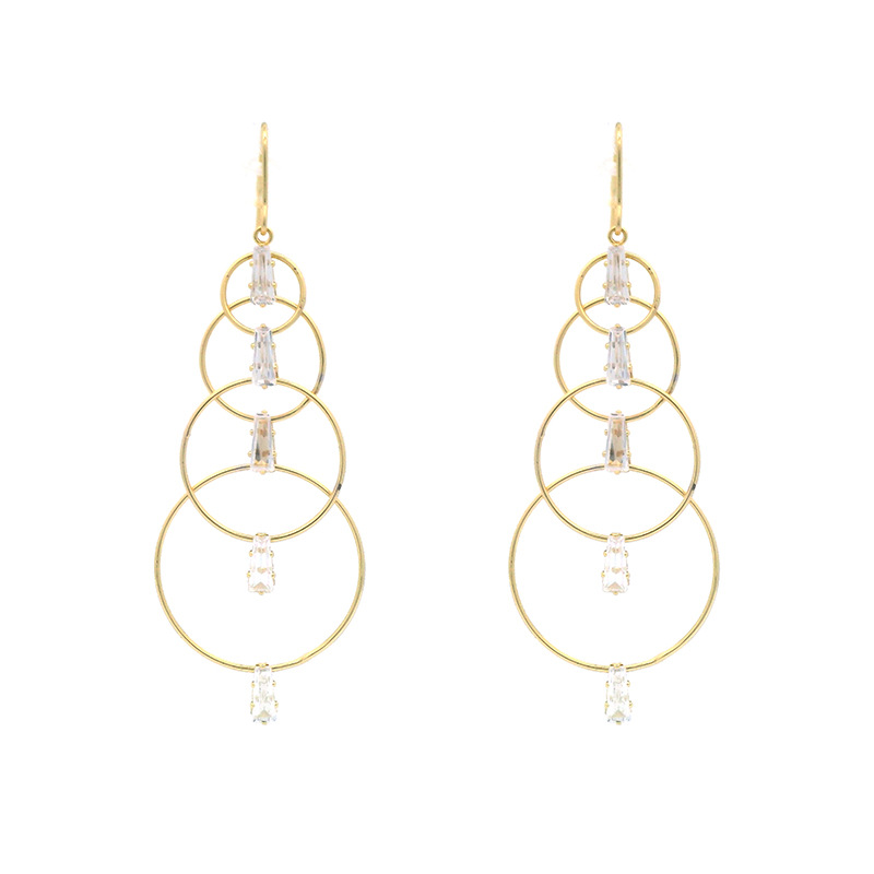 Aleación Xuping otoño y invierno largos aretes de anillo circular atmósfera exagerada sensación de diseño personalidad nicho ligero de lujo para mujeres