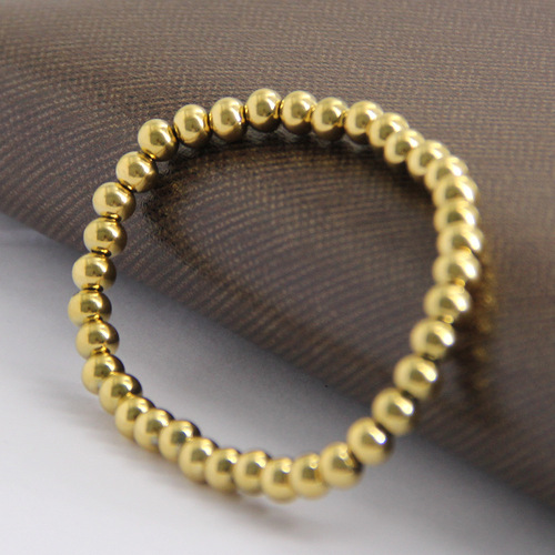 Amazon Wish New 304 Stainless Steel 15MM Bead Elastic Rope Simple Titanium Steel Beaded Bracelet Women's Bracelet