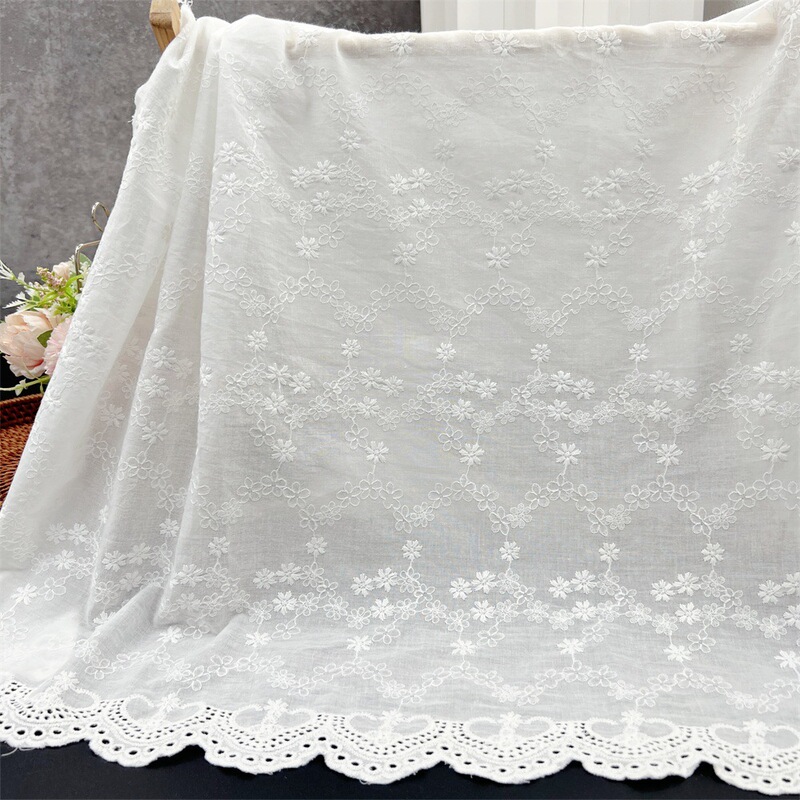 Factory direct this white lace embroidered cotton hollow embroidered cotton fabric dress shirt clothing fabric Factory direct this white lace embroidered cotton hollow embroidered cotton fabric dress shirt clothing fabric