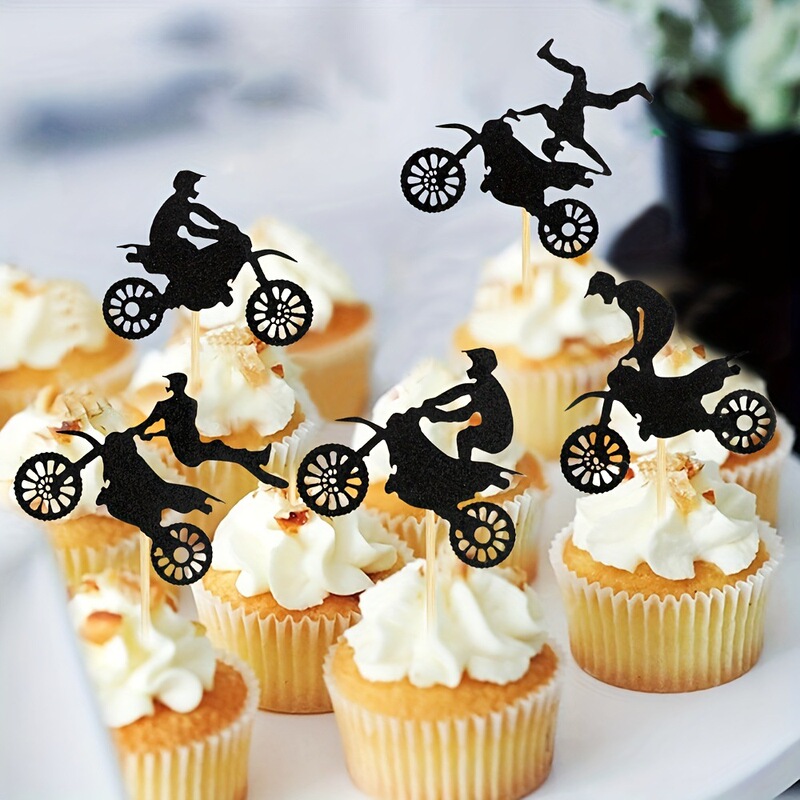 12Pcs Black Motorcycle Character Theme Cup Cake Decoration Off-Road Motorcycle Bike Party Cup 12Pcs Black Motorcycle Character Theme Cup Cake Decoration Off-Road Motorcycle Bike Party Cup