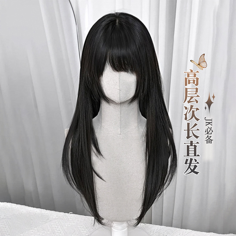 假发女高层次黑长直发长发漫画刘海日常黑色齐刘海假发jk|undefined