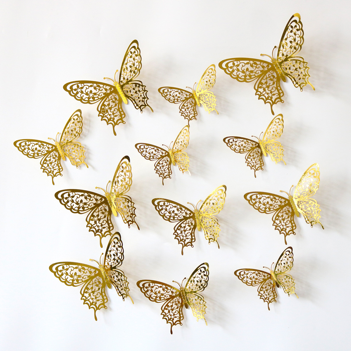 Fronteriza primavera mariposa fiesta decoración 3D pegatinas de mariposa cumpleaños de niños boda diseño pegatinas de pared al por mayor