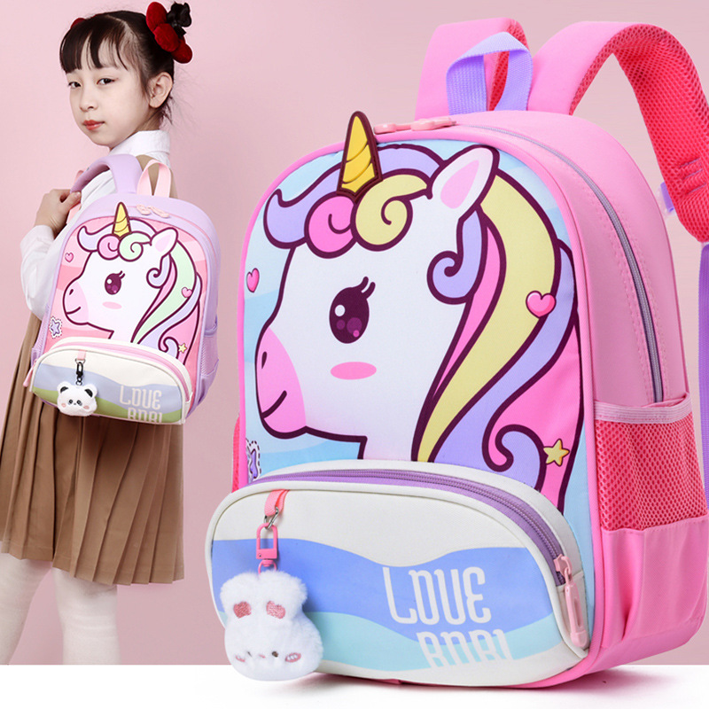 Bolsos lindos para niñas unicornio de dibujos animados mochila transpirable para niños de jardín de infantes, mochila ligera