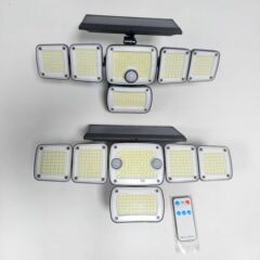 新太阳能一体六头墙壁车库庭院灯家用户外防水人体感应灯照明壁灯
