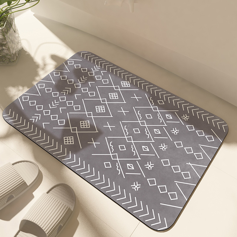 Nordic Simple Household Toilet Water Absorbent Floor Mat Toilet Bathroom Anti-Slip Mat Wear-Resistant Diatom Mud Floor Mat Wholesale