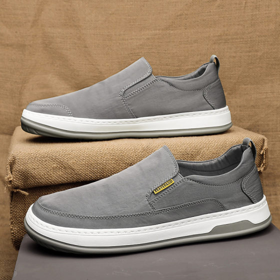 Canvas Men's Shoes 2025 Spring Breathable Casual Work Labor Protection Board Shoes Men's Lazy Slip-on Old Beijing Cloth Shoes