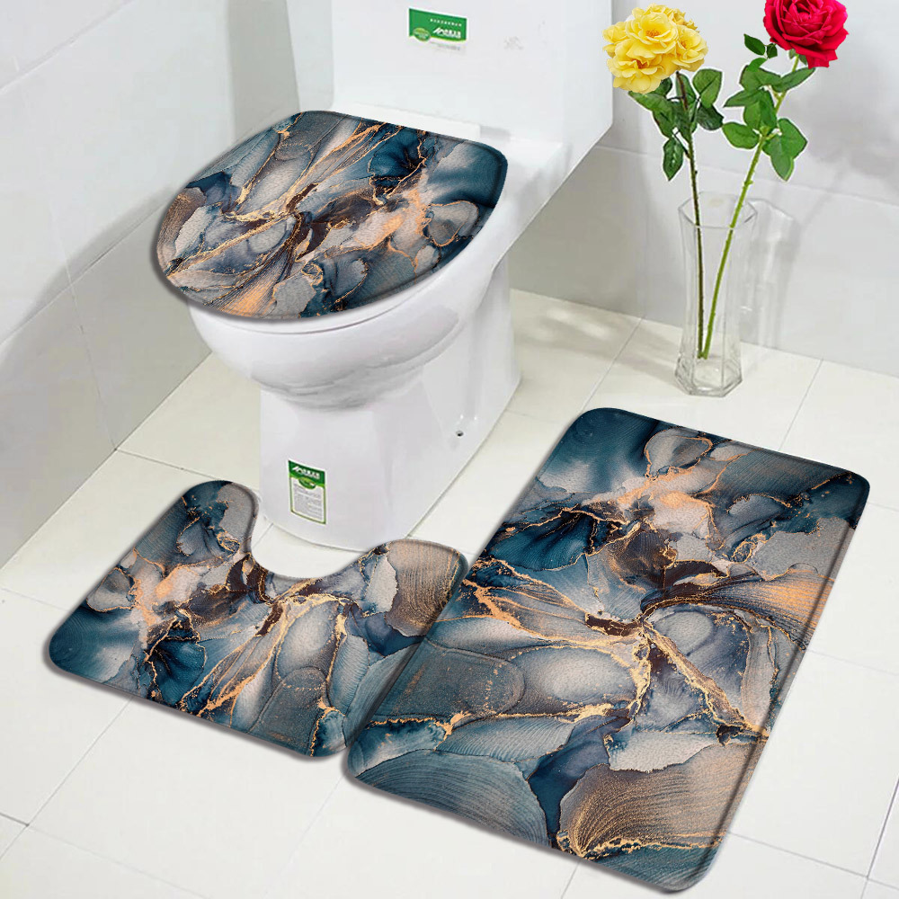 Baño transfronterizo de tres piezas aislante de frío absorción de agua alfombra de franela resistente al desgaste y sucia fácil de cuidar alfombra antideslizante de decoración doméstica