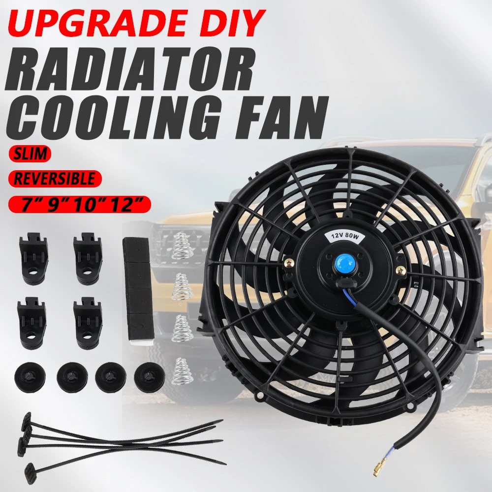 Cross-Border Auto Parts Factory Other Cooling Modification Fan Universal DIY 10 12 Inches 12V 80W 90W