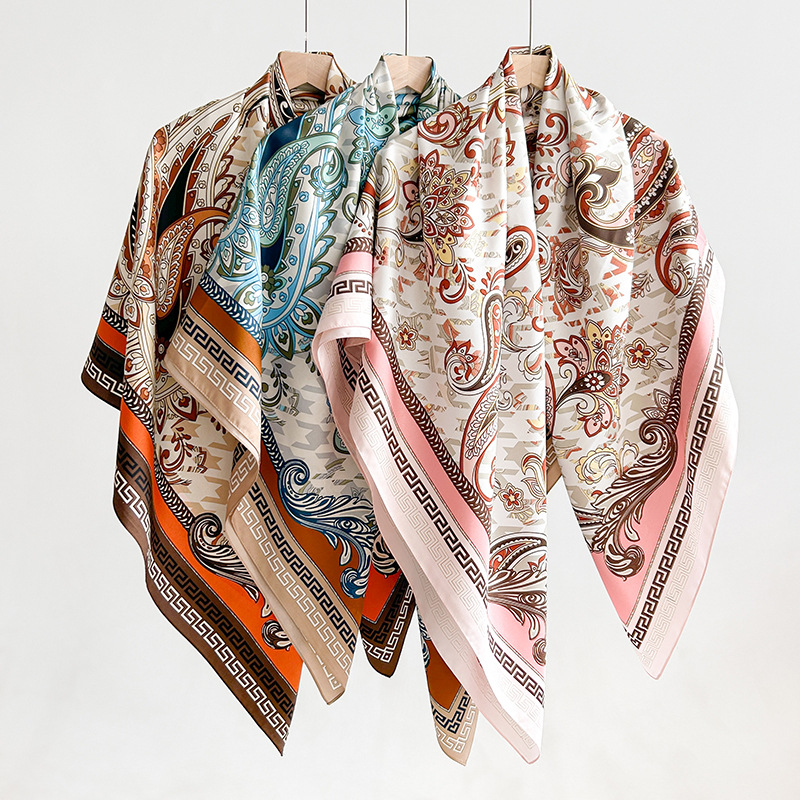 Explosiones transfronterizas de moda de envejecimiento de anacaju estampado temperamento delgado chal de alta sensación retro 130 toallas de twill