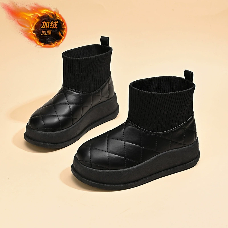 Tide Snow MX7801 новые 2024 студенческие высокие кеды с плюшевой подкладкой, зимние корейские хлопковые тёплые повседневные ботинки для женщин