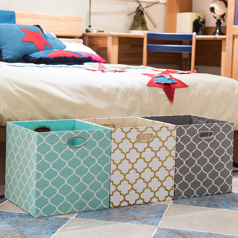 可折叠收纳盒子 新款布艺折叠收纳箱 仿麻可水洗收纳箱家居收纳盒