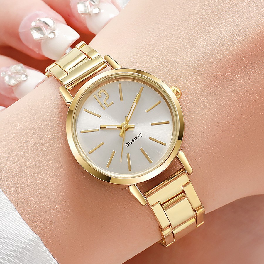 Reloj de mujer correa de acero temperamento reloj de pulsera de moda simple moda reloj de cuarzo conjunto de pulsera image 6