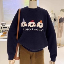 女童秋冬毛衣2024新款时尚休闲保暖针织衫女孩套头打底衫儿童上衣