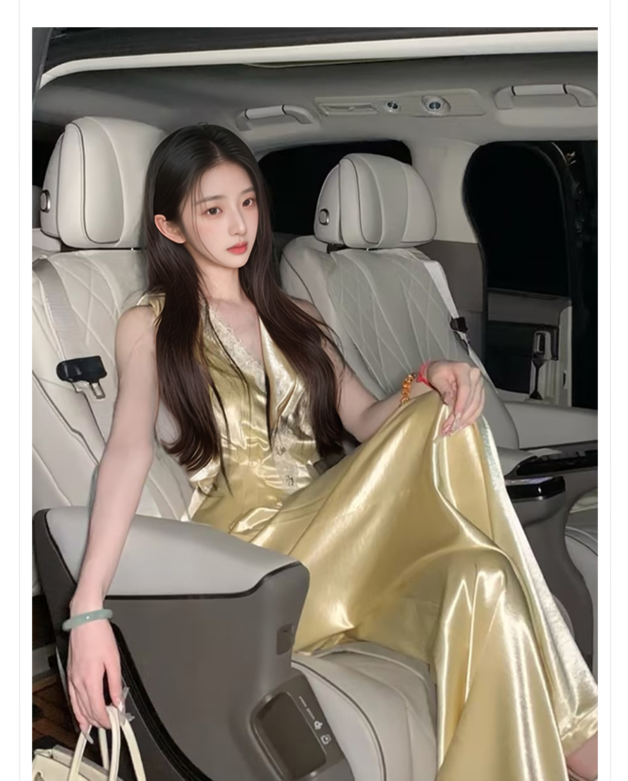Bộ đồ hai mảnh mùa hè kiểu Pháp: áo vest ren không tay phối quần ống rộng cạp cao — quần dài, áo vest chi tiết 2