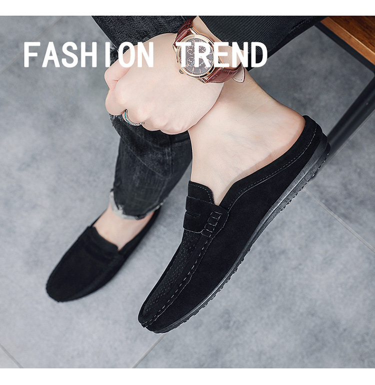 Men's loafers half support breathable closed toe slip-on loafers slip-on half slippers men's heel-free loafers men_voghion.com