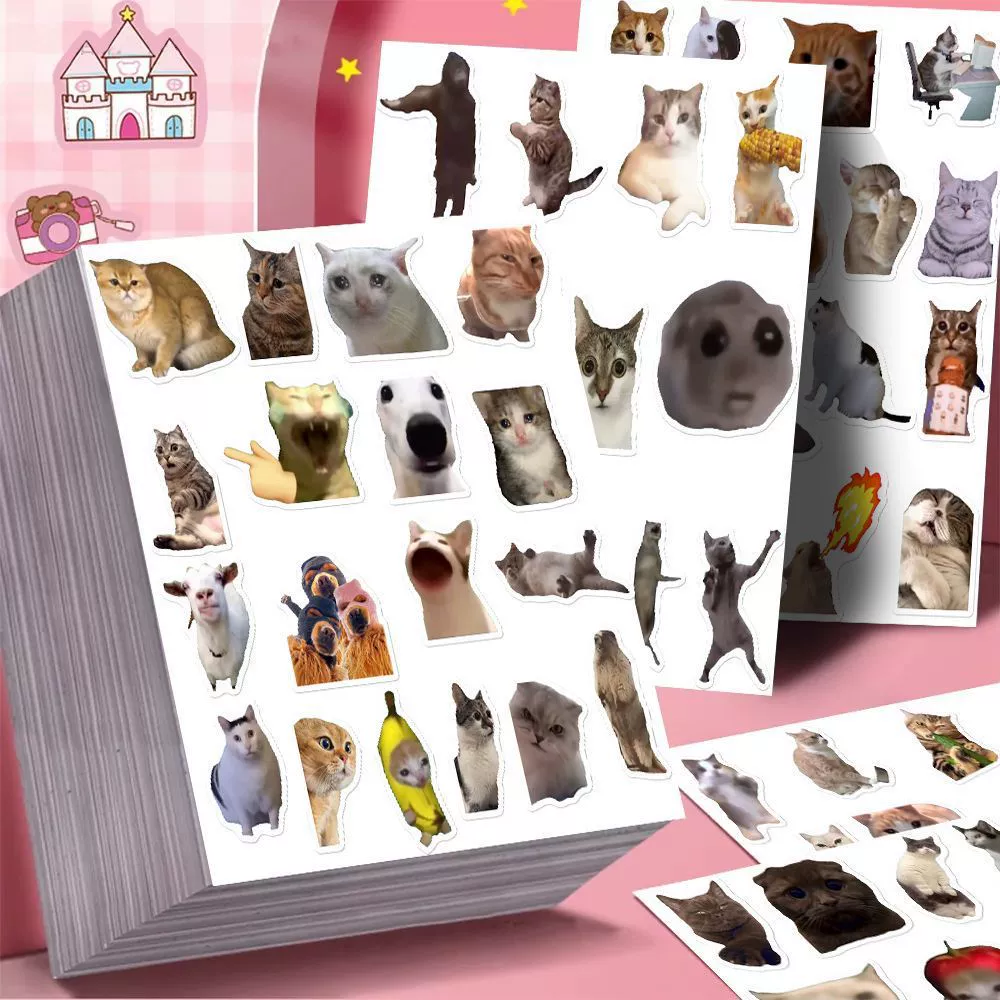 Sticker Pack — Cat Meme Lucky Bag, 101-piece set or double set, random extras