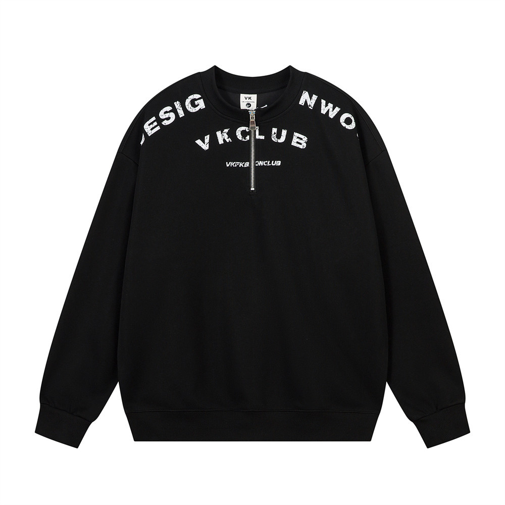 Gilet court zippé à imprimé minimaliste, col rond, sweat-shirt tendance pour homme, style streetwear décontracté._voghion.com