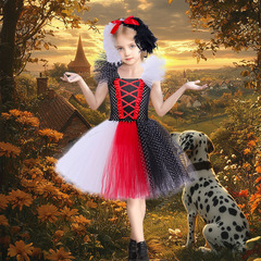 黒と白の魔女クイアネットガーゼプリンセスドレスかわいい子犬チュチュスカートハロウィンcosコスプレ衣装