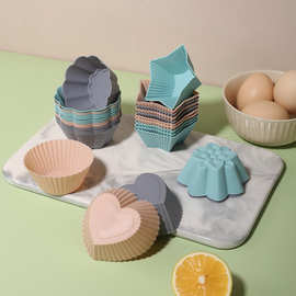 现货硅胶马芬杯圆形心形星形蛋挞杯宝宝辅食小蛋糕模具烘焙用具