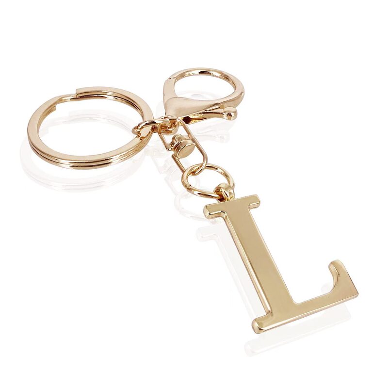 New Stainless Steel 26 English Letter Keychain Bag Doll Pendant Capital Letter Couple Name Pendant