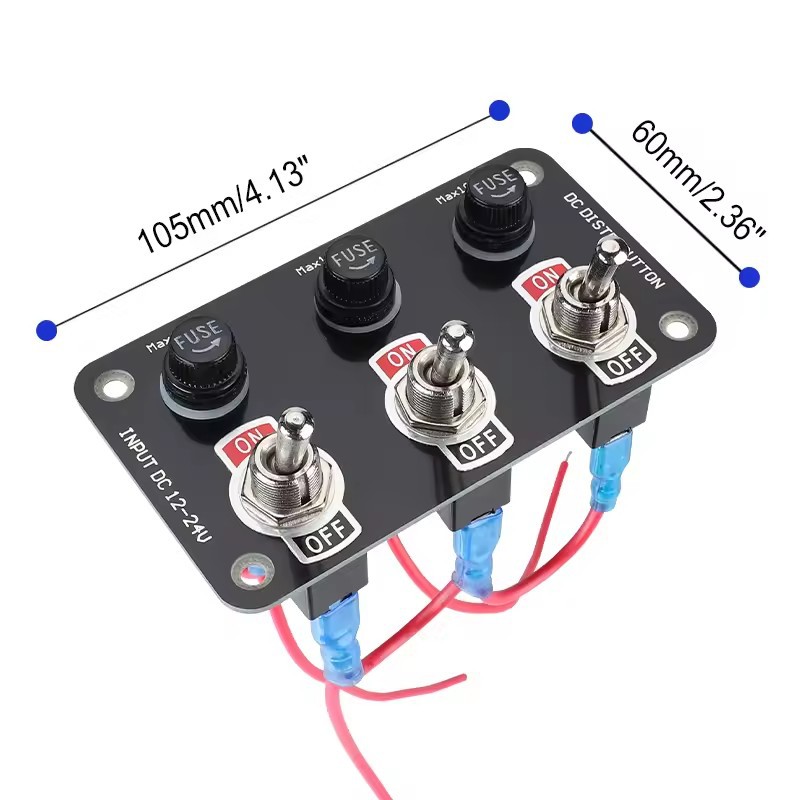 Car, Rv, and Boat Modification 3-Switch Panel Combination 12-24V with 10A Fuse Toggle Control Switch