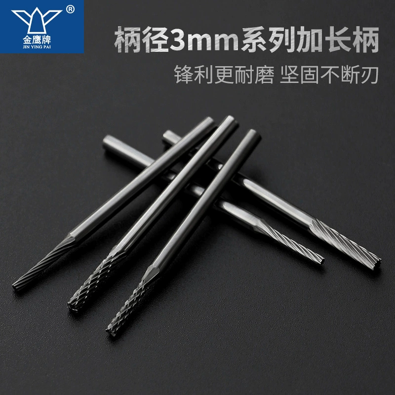 Удлиненная длина ручки 5 см, твердосплавный роторный напильник из вольфрамовой стали, Шлифовальная головка, диаметр лезвия, диаметр хвостовика 3 мм, общая длина 50 мм