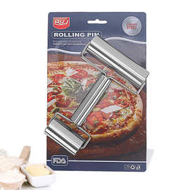 亚马逊双头不锈钢面粉棍 厨房擀面杖 烘焙工具 滚轮面杖擀面棍