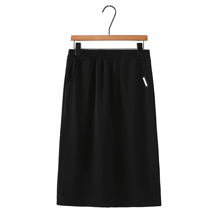 Повседневная юбка большого размера в Корейском стиле для пухлых девочек весом 200 кг, Весенняя универсальная юбка для похудения с эластичной талией с маркировкой, разрезная юбка 382