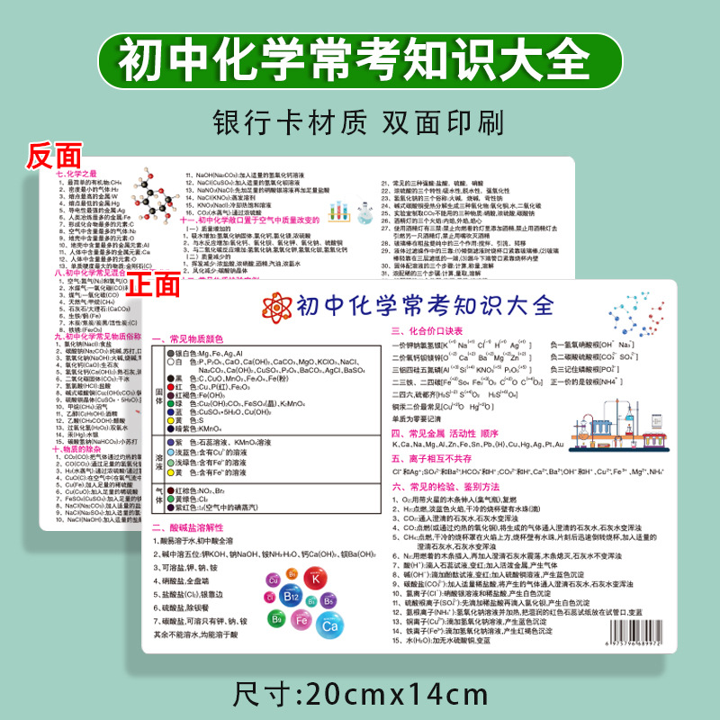 [Bank card material] a complete collection of knowledge points for junior high school chemistry frequently tested