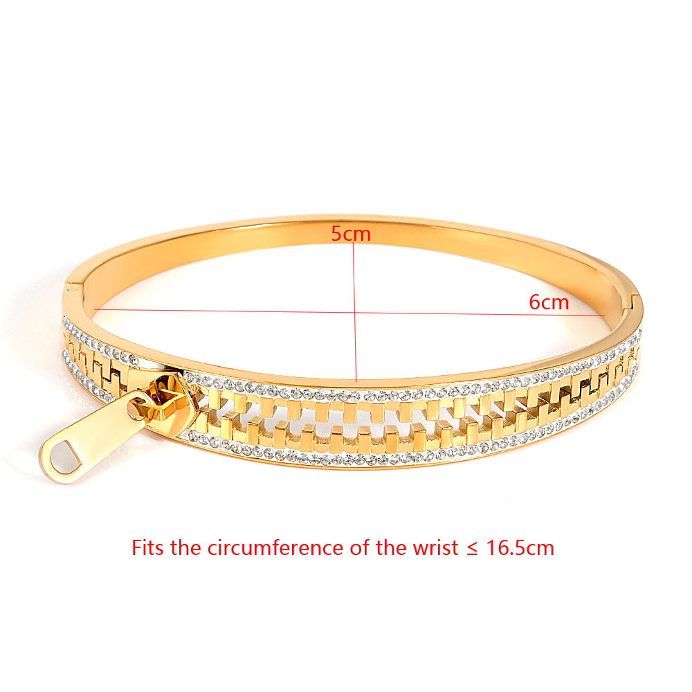 Inlay Design Casual Lady Geometric Stainless Steel Rhinestones Bangle In Bulk