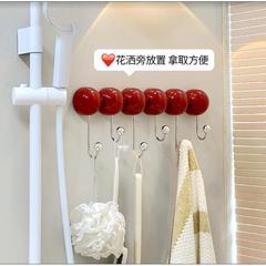 かわいいバスルーム吸盤フック、パンチフリー、強力な耐荷重バスルーム壁バスボールフラワータオル壁掛け収納ラック