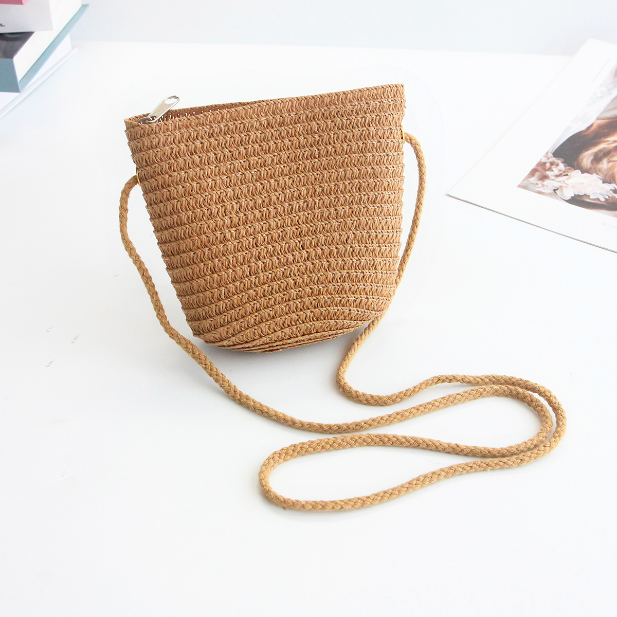 Bolso de hombro de los niños bolsa de paja de los niños pequeña cartera lindo todo partido bolsa de paja pequeña chica fresca accesorios bolsa