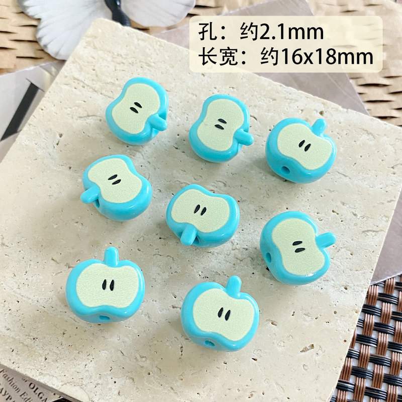 亚克力烤漆仿真可爱苹果竖孔串珠diy手链手机链包挂饰品配件材料|undefined