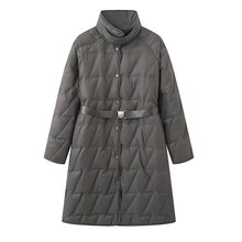 现货2025冬季新款宽松休闲菱格压纹中长款保暖羽绒服女 4GA282121