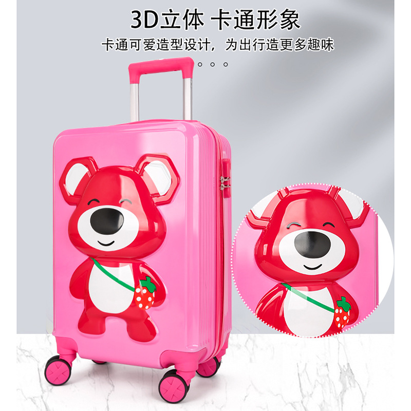 Nuevo oso 3D maleta para niños rueda universal caja de tracción para niños bloqueo de contraseña maleta mayorista tracción para niños