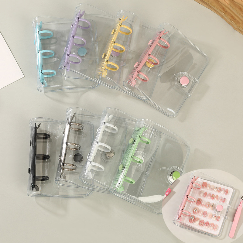 彩色透明3孔pvc活页本外壳A8随身迷你手帐本追星相册小卡册活页夹