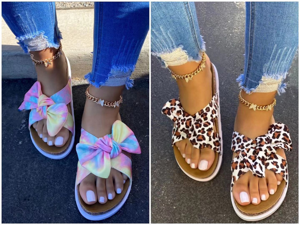 flat bottom color cross bow knot beach slippers wholesale women s clothing Nihaostyles NSJJX67794