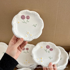 クリエイティブセラミックプレートイン高価値釉下カラープレートインターネットセレブかわいい朝食プレートデザートプレート吐き骨プレートレース