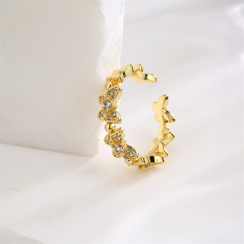 Simple Style Water Droplets Copper Inlay Zircon Rings 1 Piece