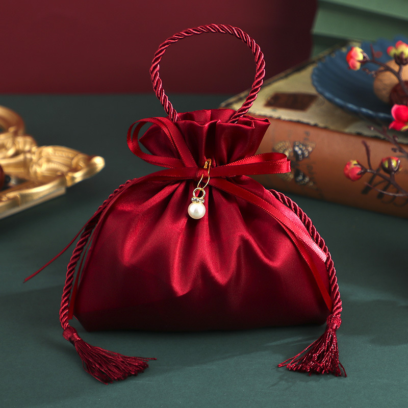 Bolso de boda no tejido rojo regalo impermeable bolsa de caramelo de boda grande caja de regalo de mano bolsa de regalo