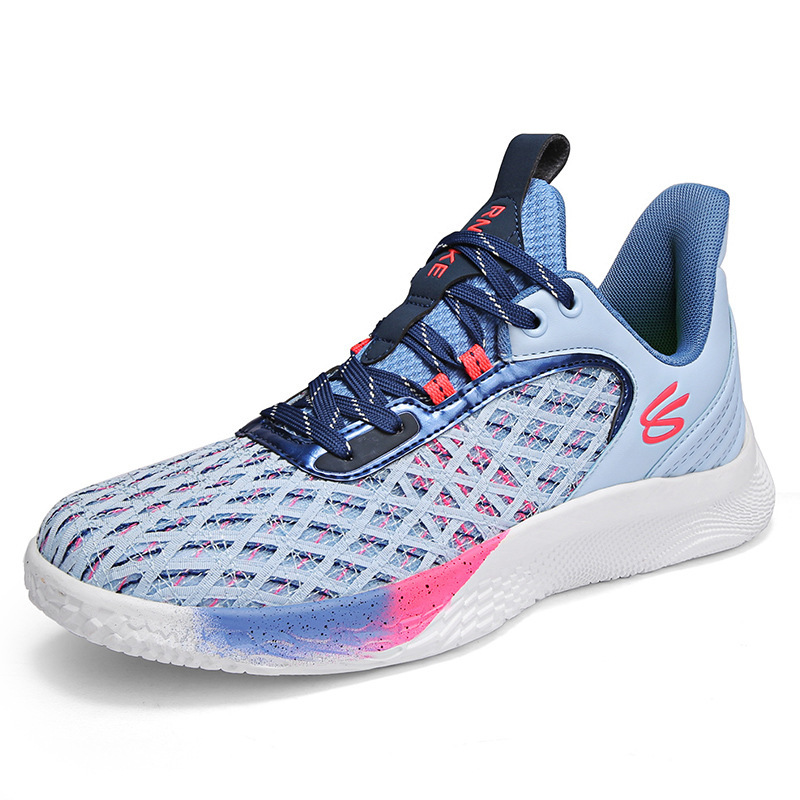 外贸球鞋网布库甲9代篮球鞋蓝粉柠檬黄低帮实战运动战靴男女鞋子