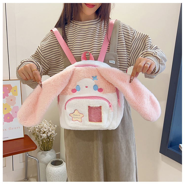 717g Weight Zipper Closure Type Double Shoulder Straps Strap Type Functional Backpack Bags Type Casual, Holiday Occasion Plush Material Women's Backpack Backpack Animal, Cartoon Pattern Spring, Autumn&Winter Season Women's Gender Cute Style Square Shape Animal Cartoon Casual Holiday Women's Backpack Functional Backpack 21