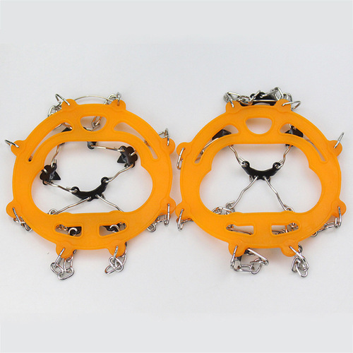 Outdoor mountaineering and ice climbing crampons with 8 teeth, stainless steel anti-slip shoe covers, eight teeth silicone crampons with storage bag